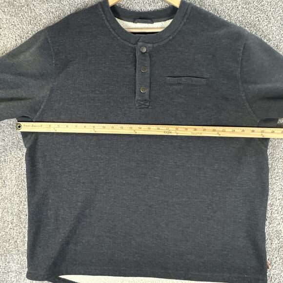 LL Bean Sweater Men 2XL Gray Katahdin Iron Works Bonded Waffle Fleece Henley - Picture 7 of 11